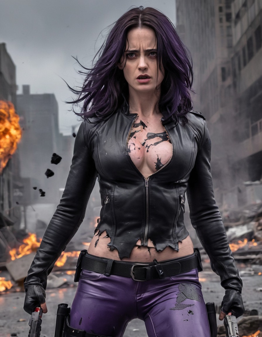 jessica jones, superhero, battle, torn outfit, fierce, marvel comics