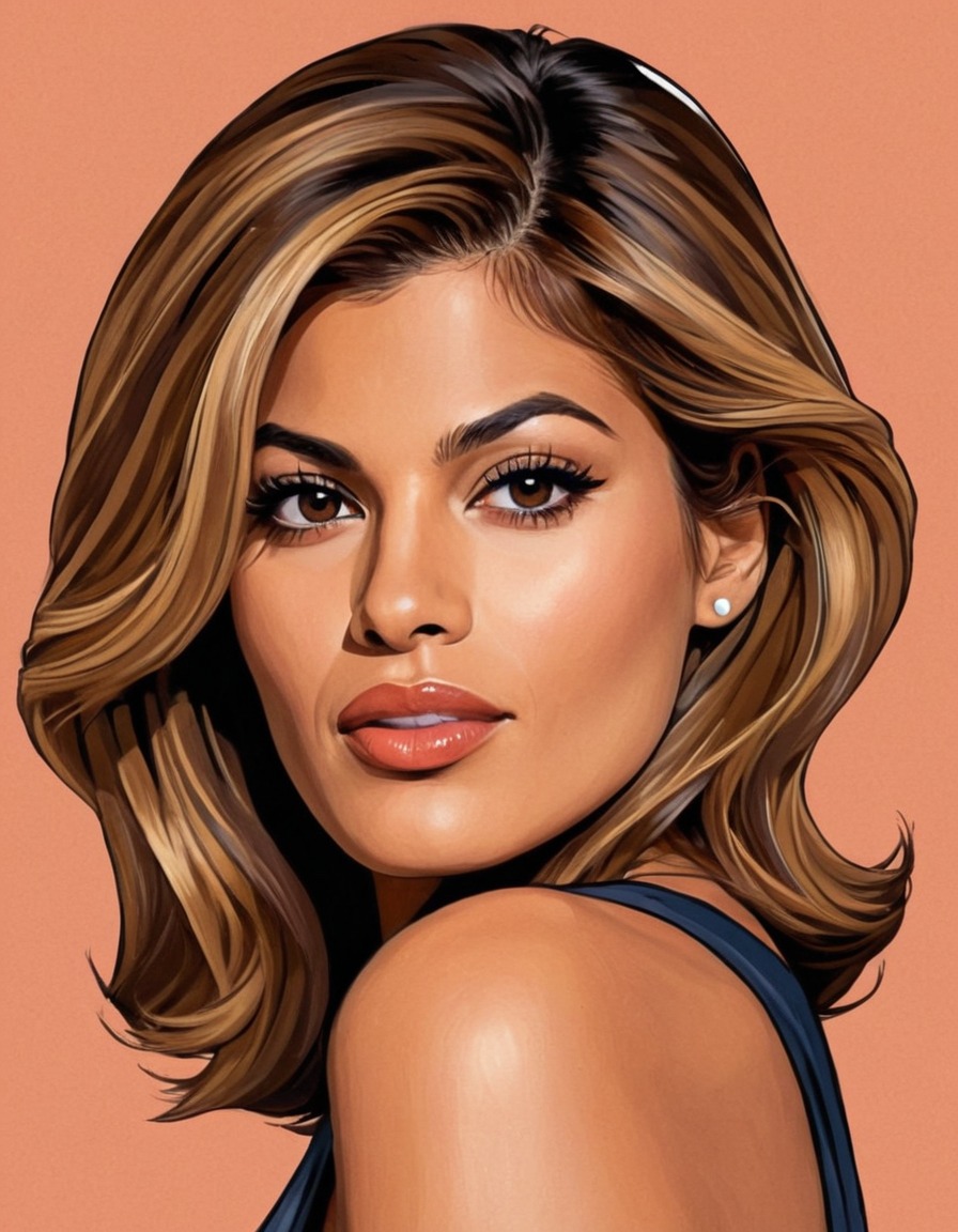 eva mendes, portrait, painting, art, celebrity, actress