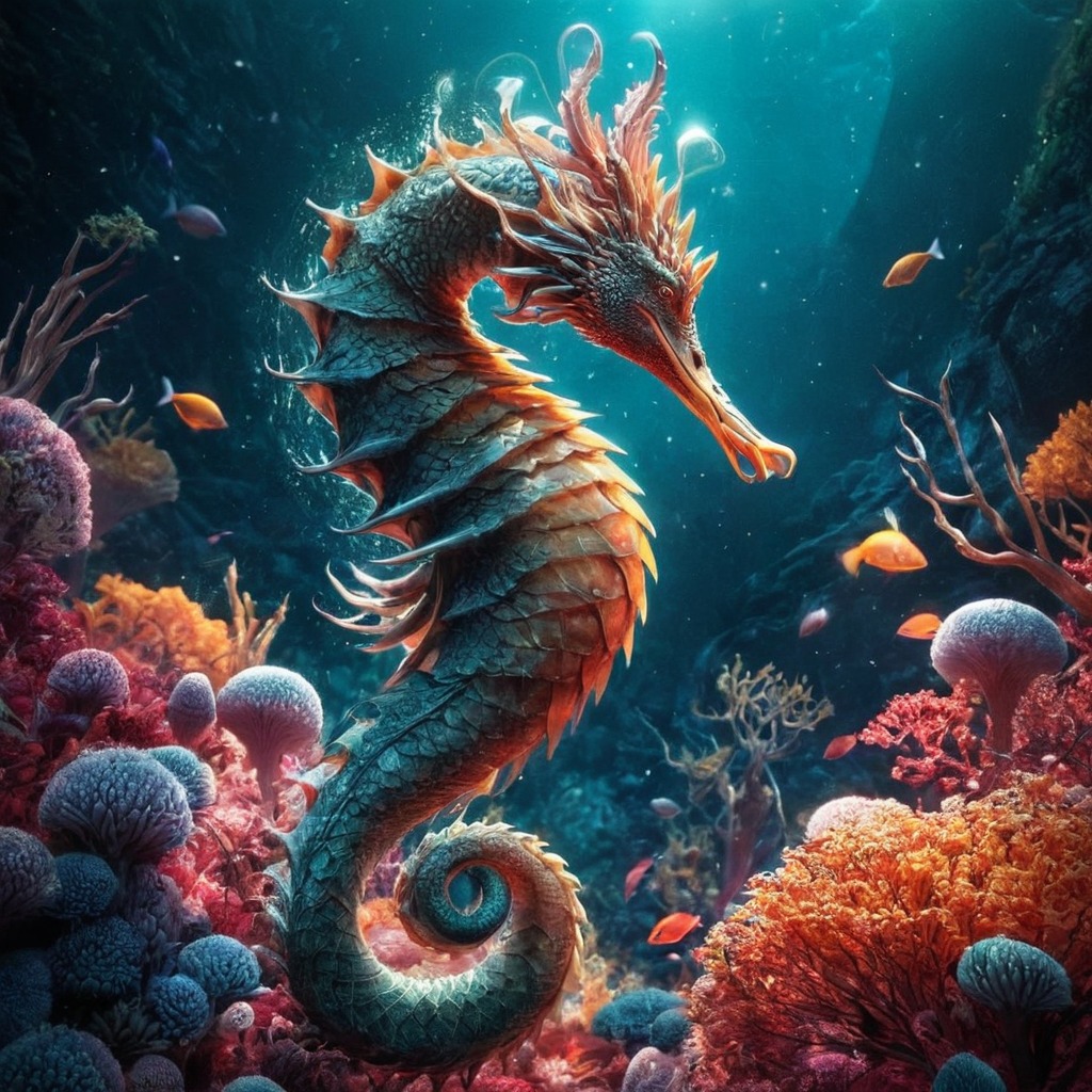 digitalart, sea, animal, coralreef, dailydeviation, fish, seahorse, 3dartwork, 8kresolution