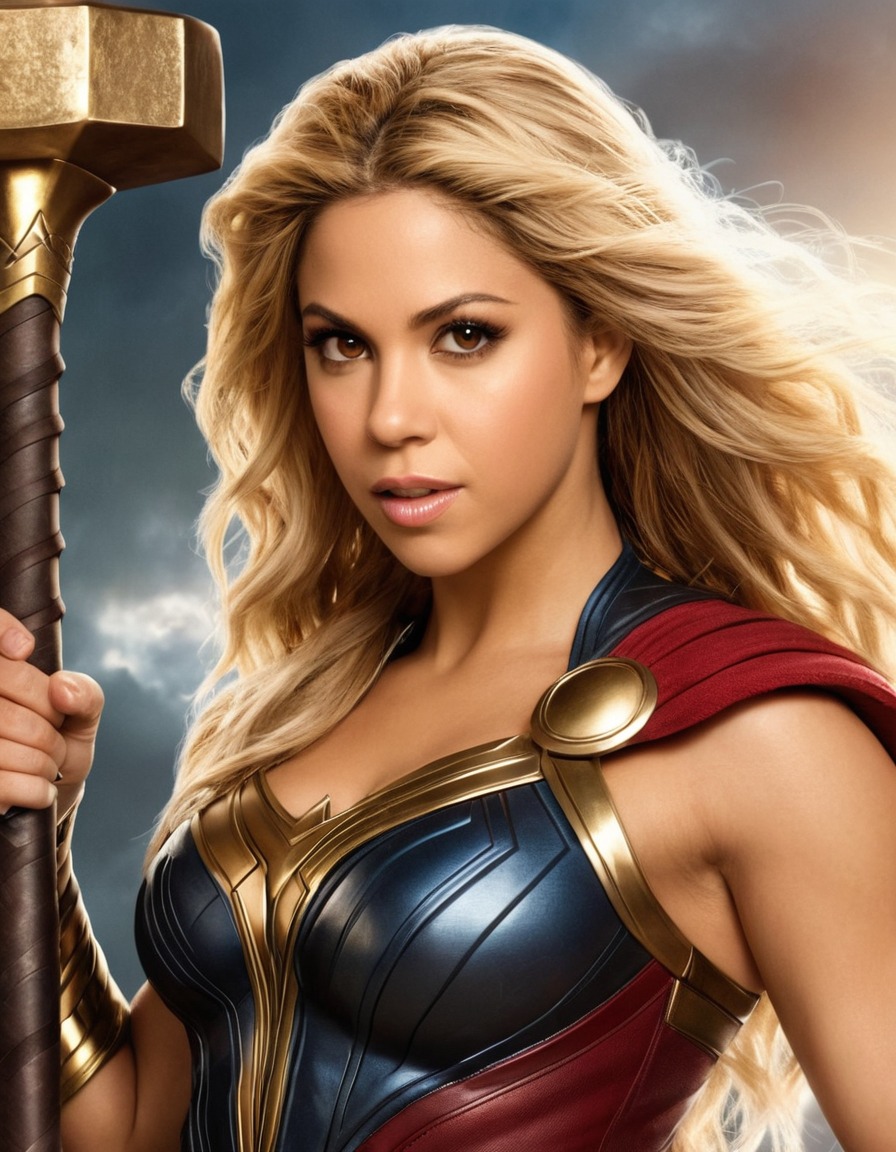 shakira, thor, marvel, music, character mashup