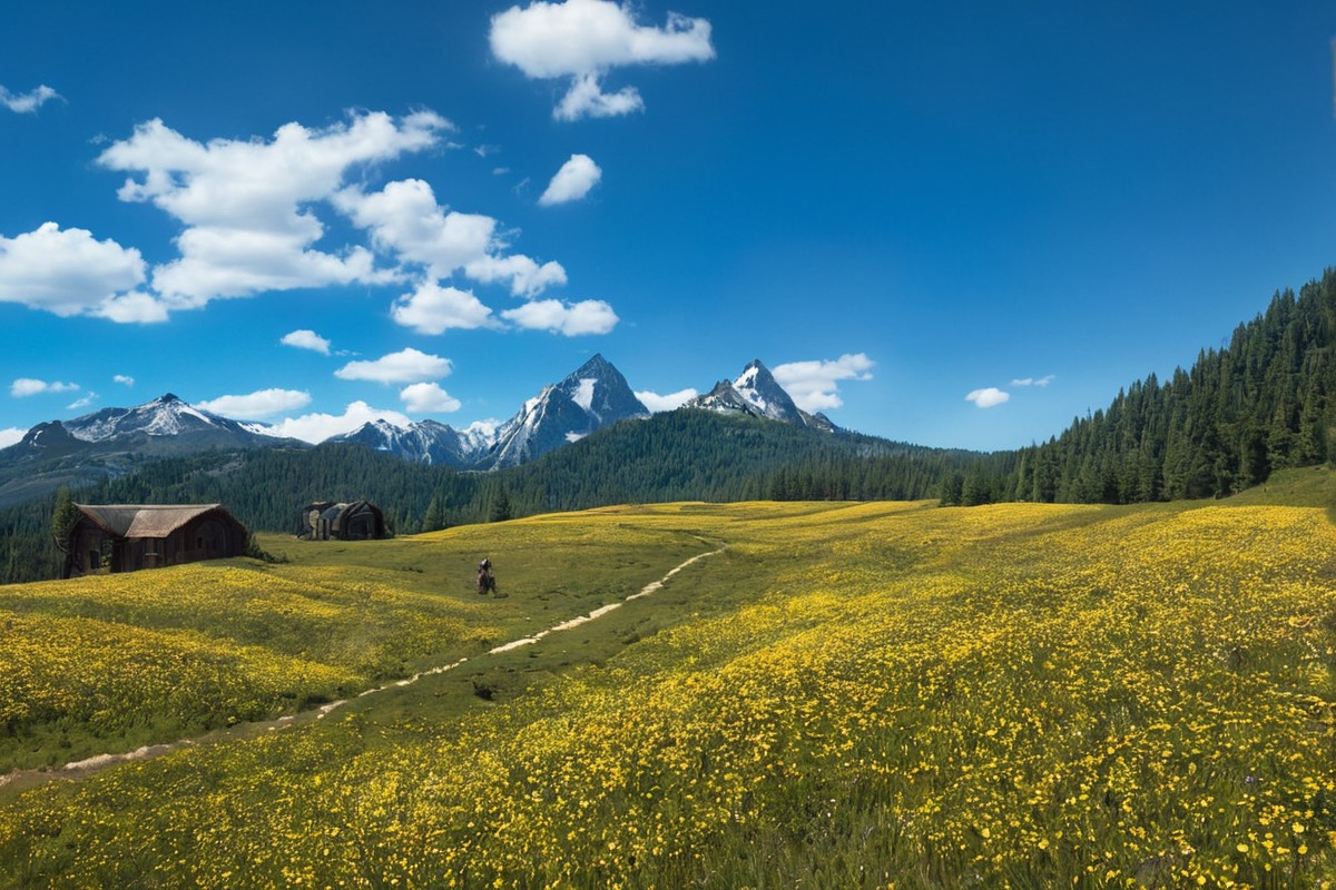 field, flower, path, sky, switzerland