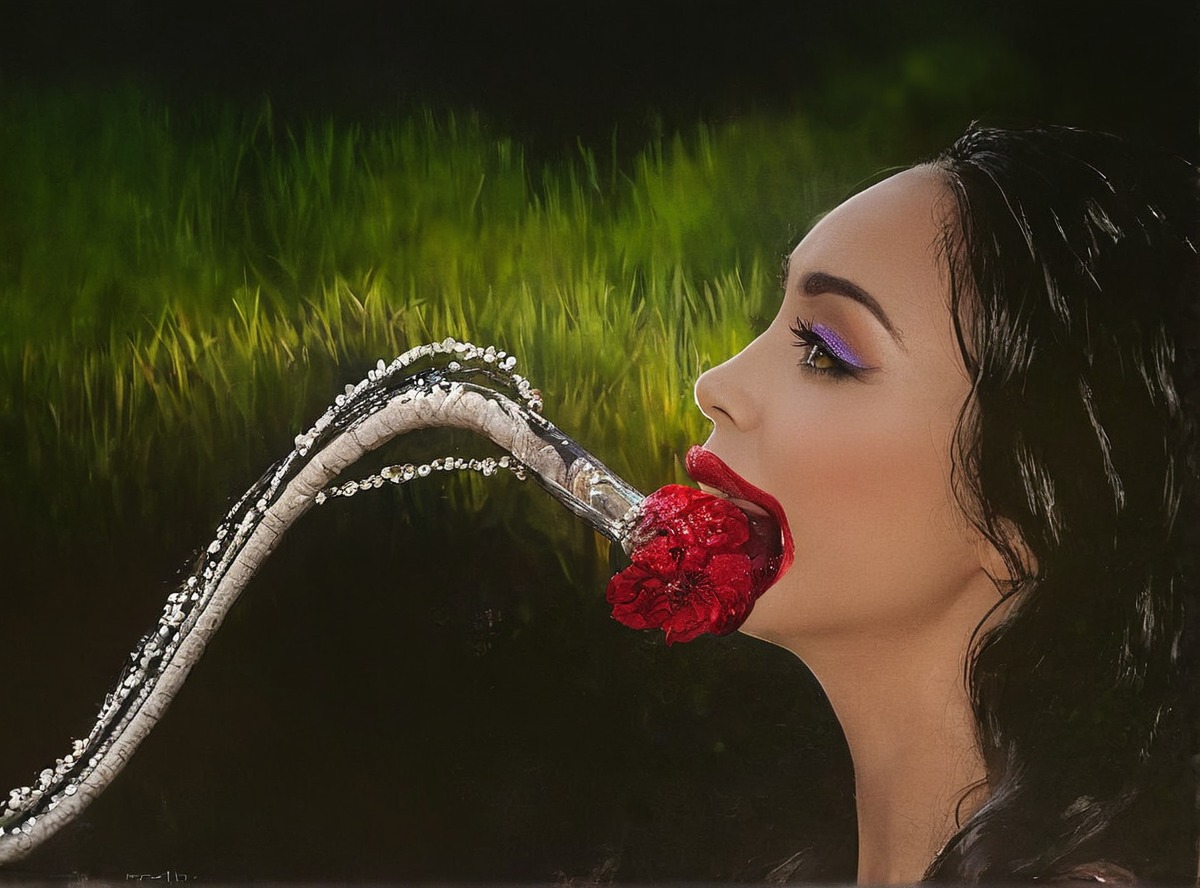 snake, portrait, acrylicpainting, beautiful, darkfantasy, emotional, fantasy, flower, flowers, forest, girl, metaphor, nature, portraitwoman, rose, surrealism, trade, traditional, traditionalart, beautifulsexy