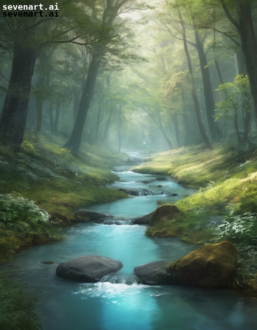 nature, stream, woodland, peaceful, scenic