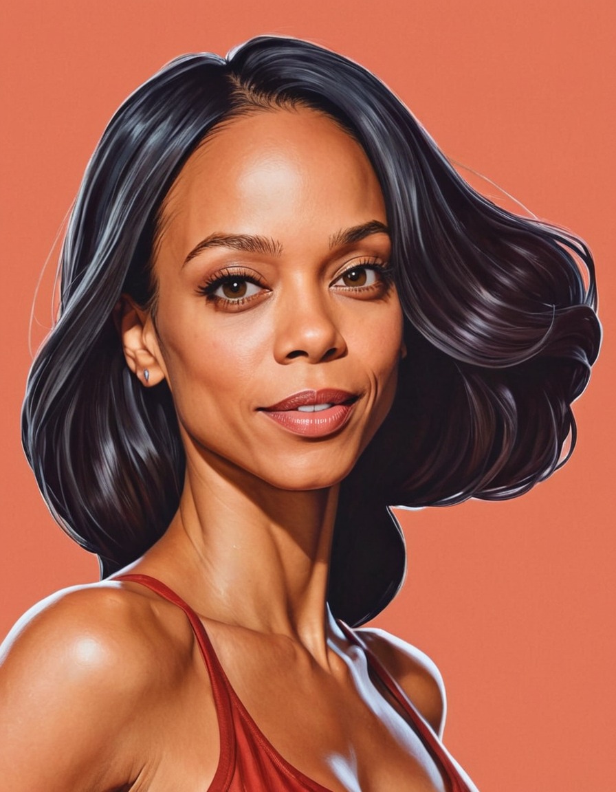 zoe saldana, celebrity, humor, painting, artwork, portrait