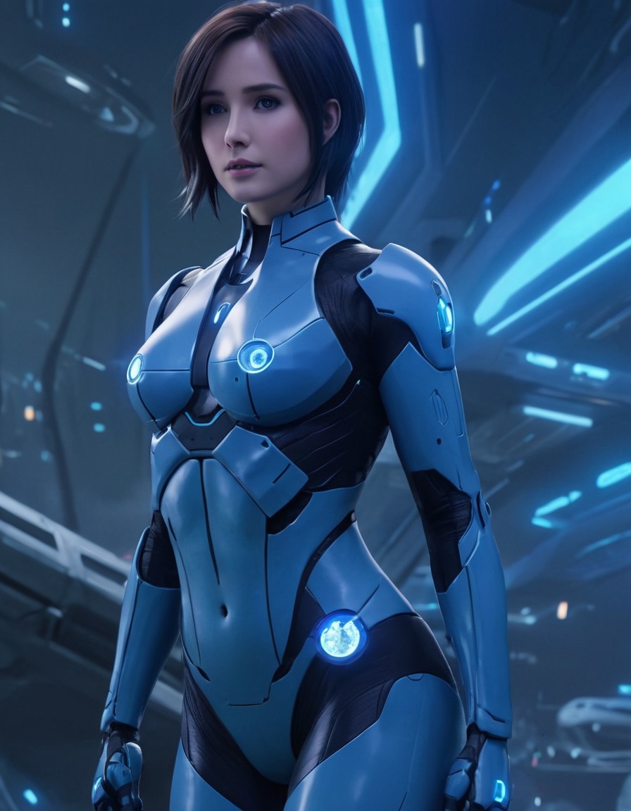 cortana, halo, digital landscape, futuristic, artificial intelligence, anime, games