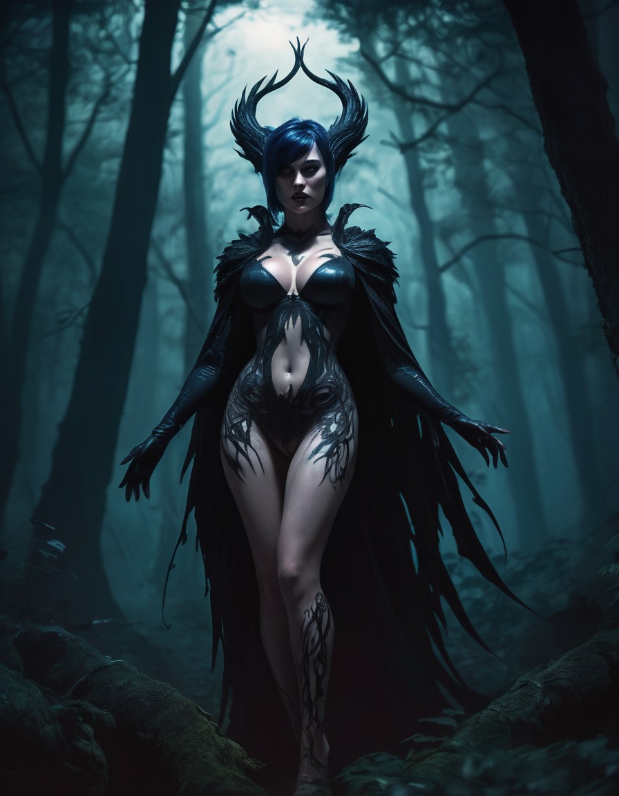 morrigan, fantasy, forest, shadows, games, dark