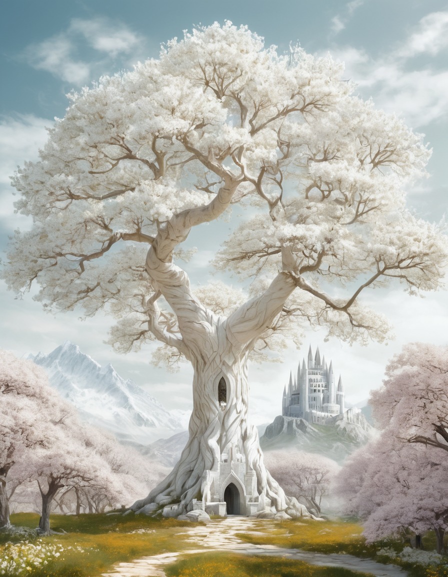 fantasy, gondor, white tree, bloom, spring, john tolkien, tolkien