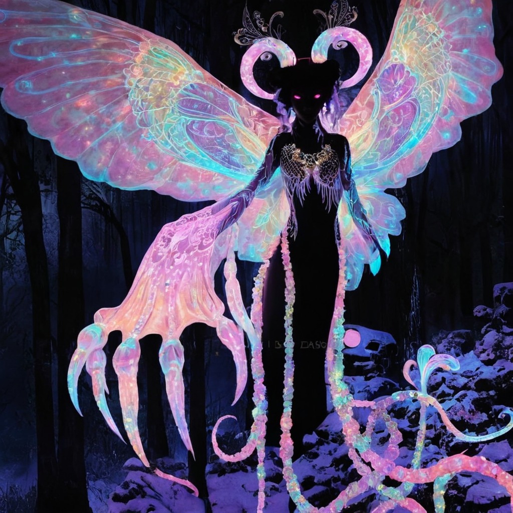 digitalart, magic, fantasyart, monster, creature, characterdesign, horror, conceptart, surreal, beautifulmonster, horns, psychedelic, psychedelicart, psychedeliccolors, tentacle, tentaclemonster, wings, beautifulhorror