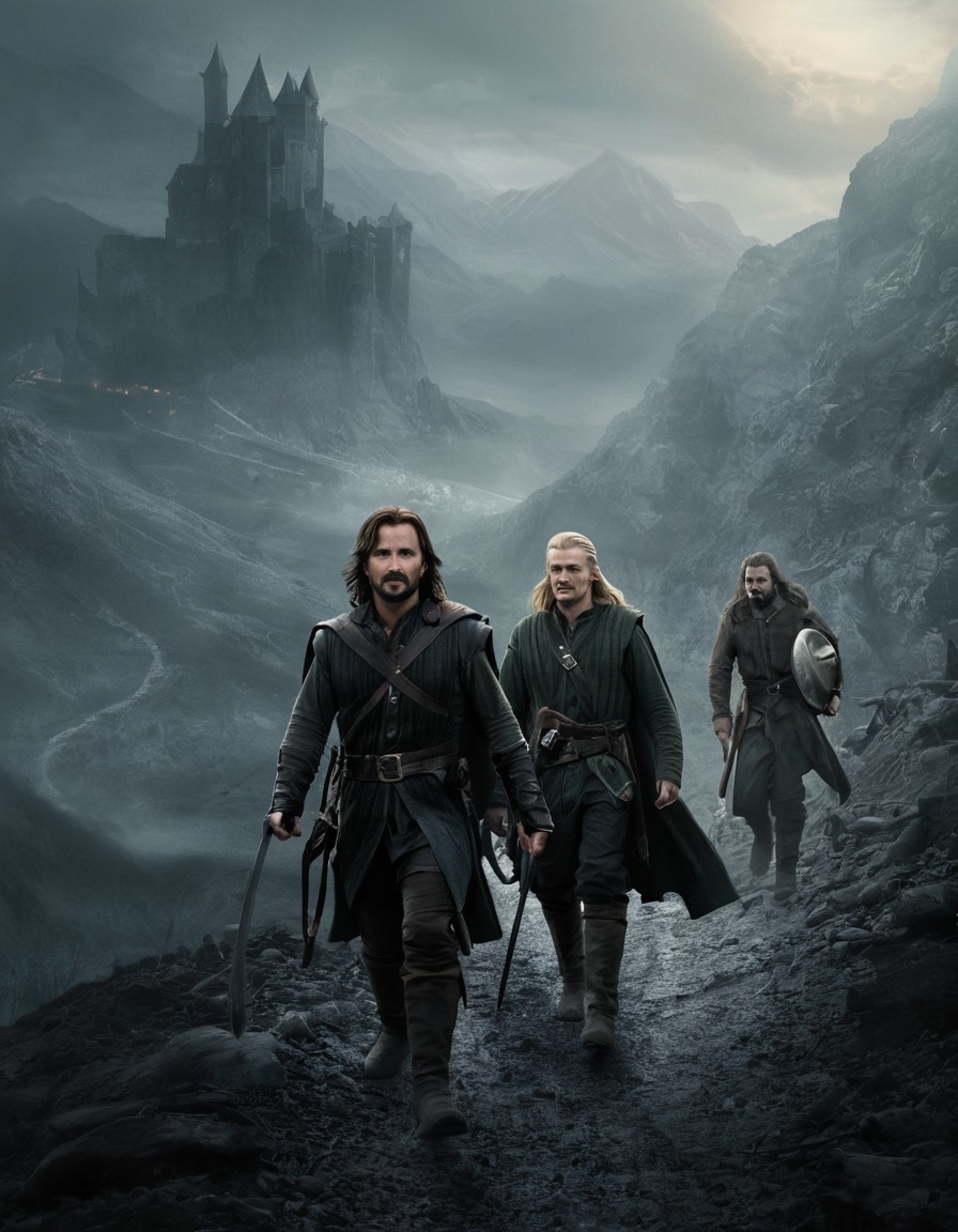 aragorn, legolas, gimli, journey, paths of the dead, john tolkien, tolkien