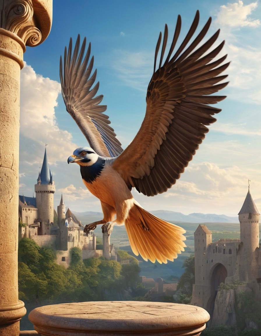 fantasy, medieval, caladrius bird, majestic, illustration