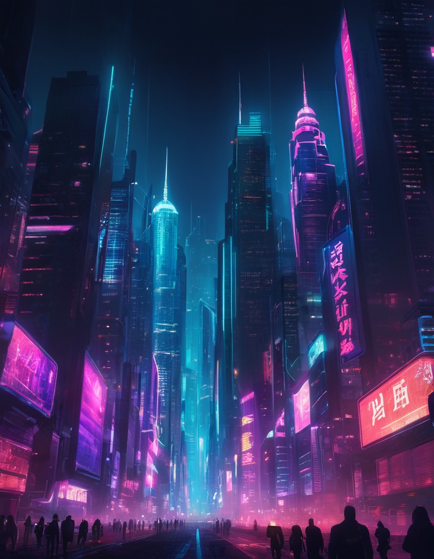 future, technology, urban, skyline, cityscape