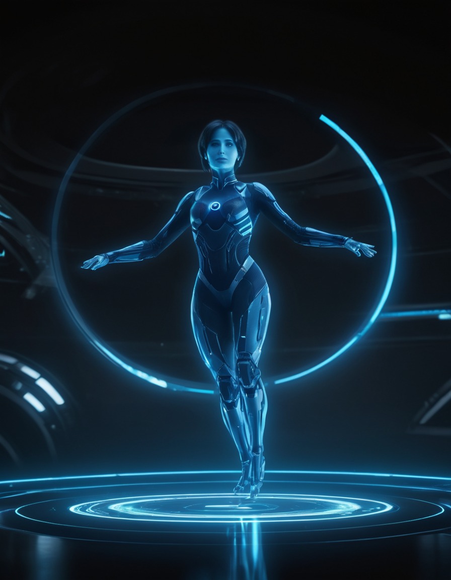 halo, cortana, hologram, futuristic, technology, games, girls from games