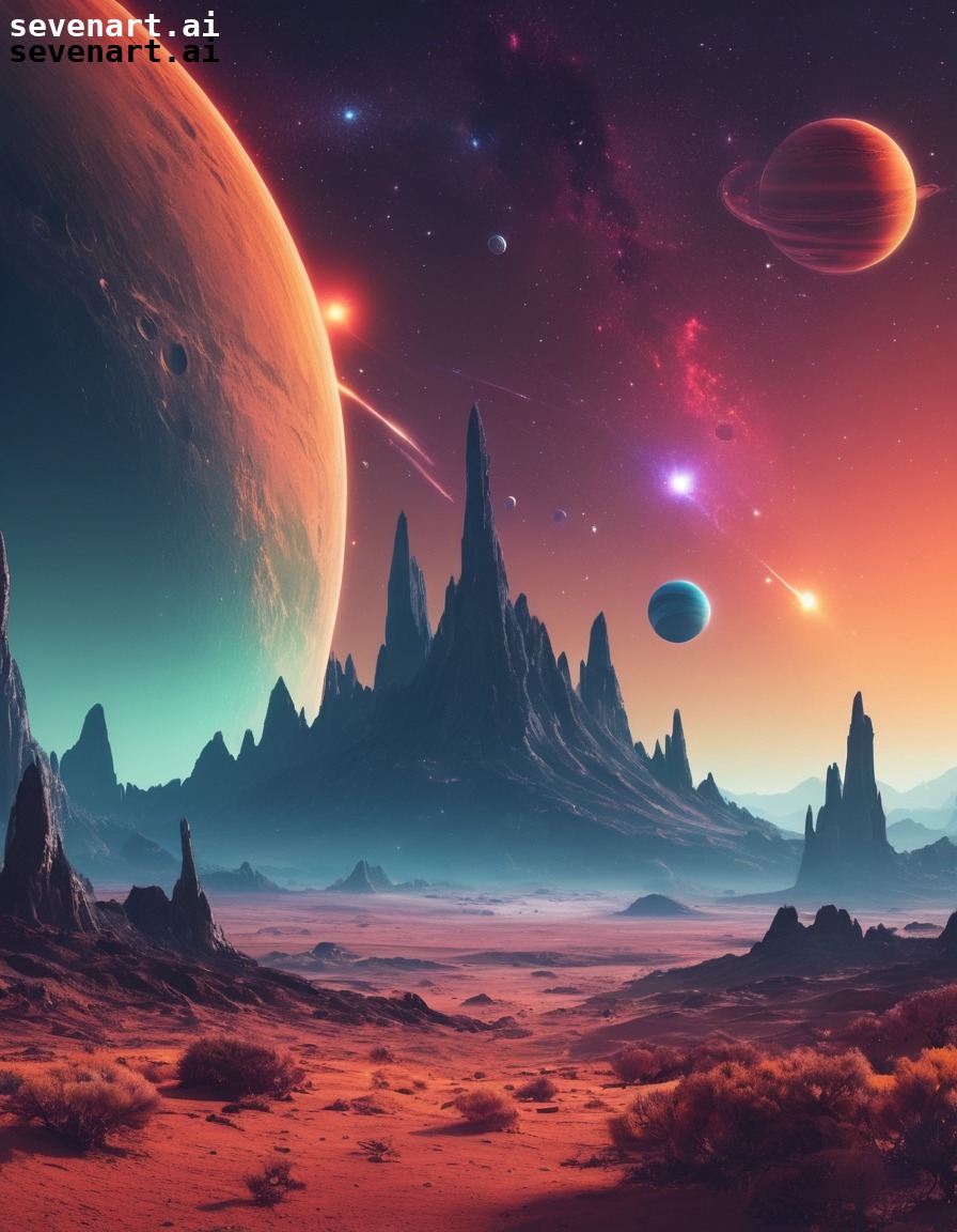 alien, landscape, colorful, exotic, stars, space