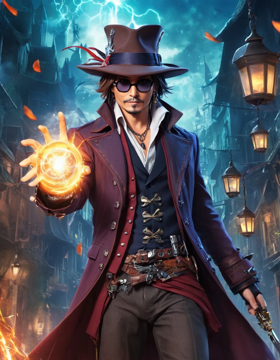 johnny depp, anime, fantasy, magical powers, unique weapons