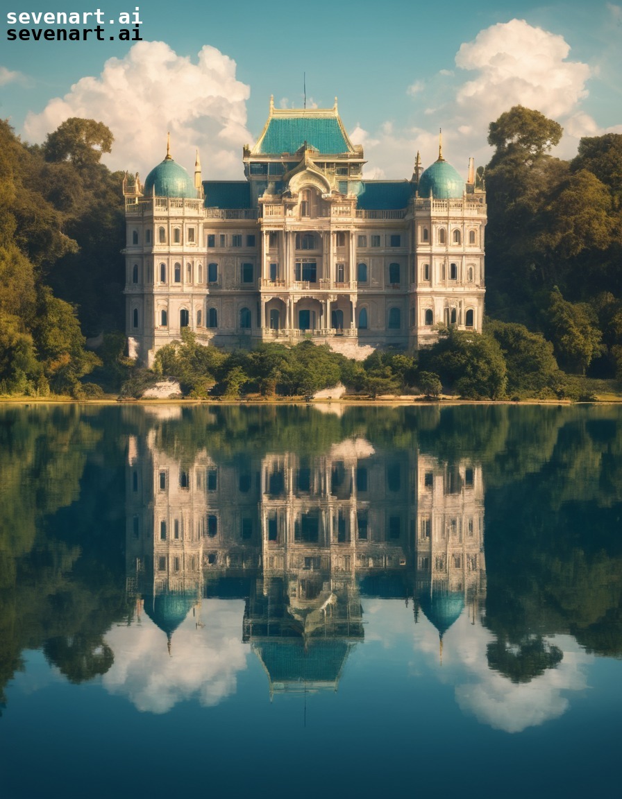 palace, reflection, lake, majestic, serene