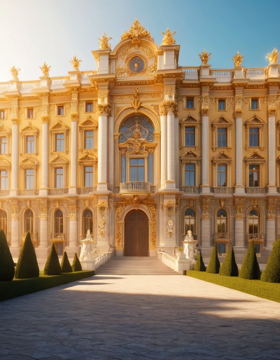 baroque architecture, palace, sunlight, grandeur, architecture