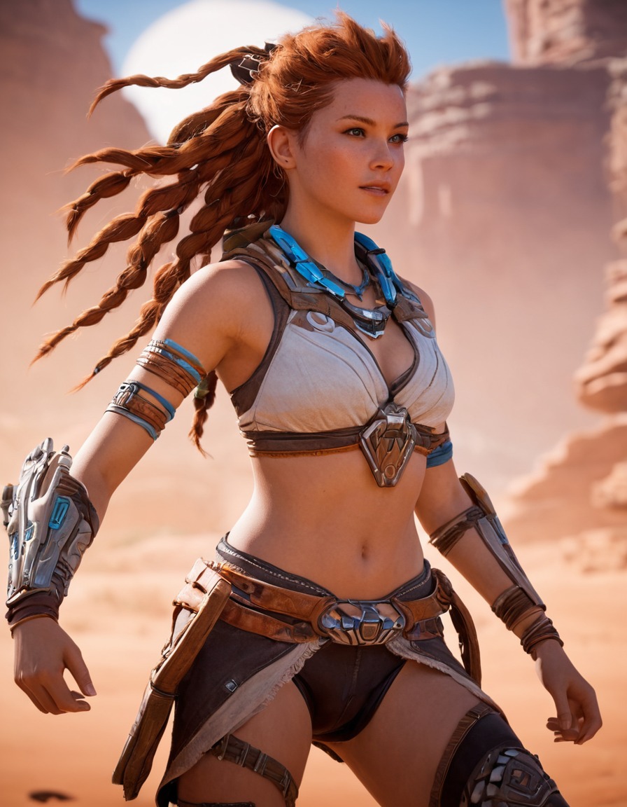 aloy, horizon zero dawn, video games, action-adventure, playstation, strong female character