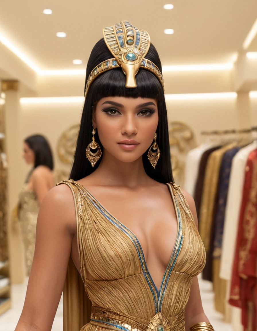 cleopatra, shopping, designer clothes, boutique, luxury, ancient egypt