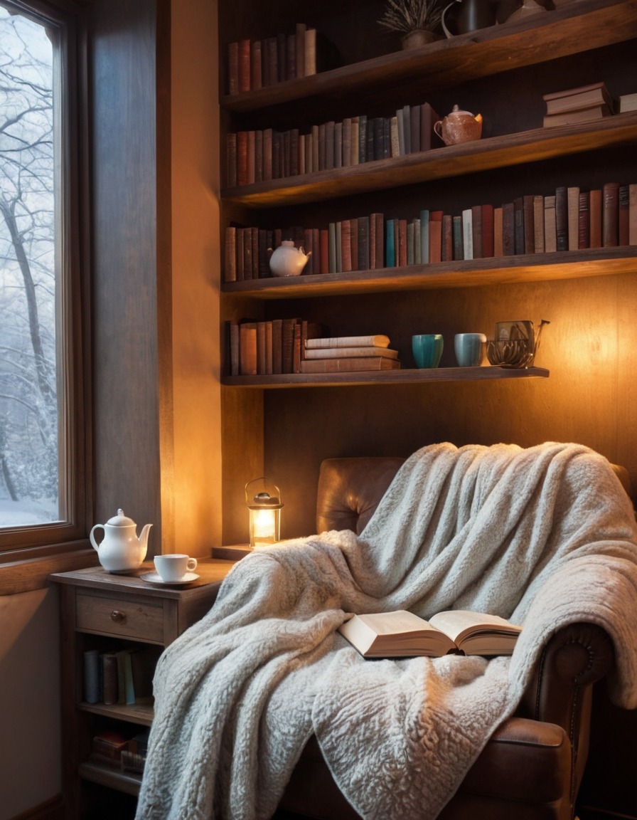 cozy, reading nook, tea, books, relaxation, home decor, home, interior