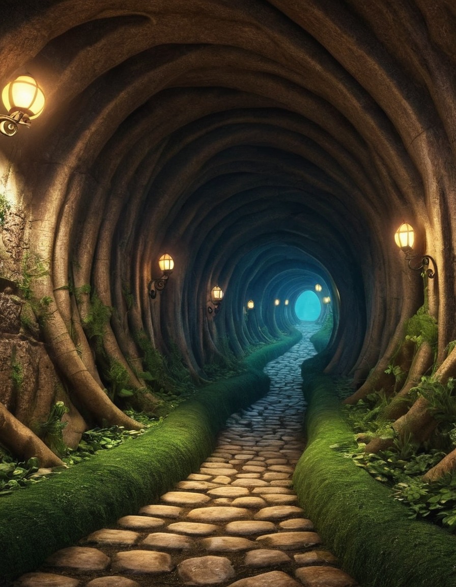 labyrinth, twisting tunnels, mischievous goblins, fantasy, adventure, magic