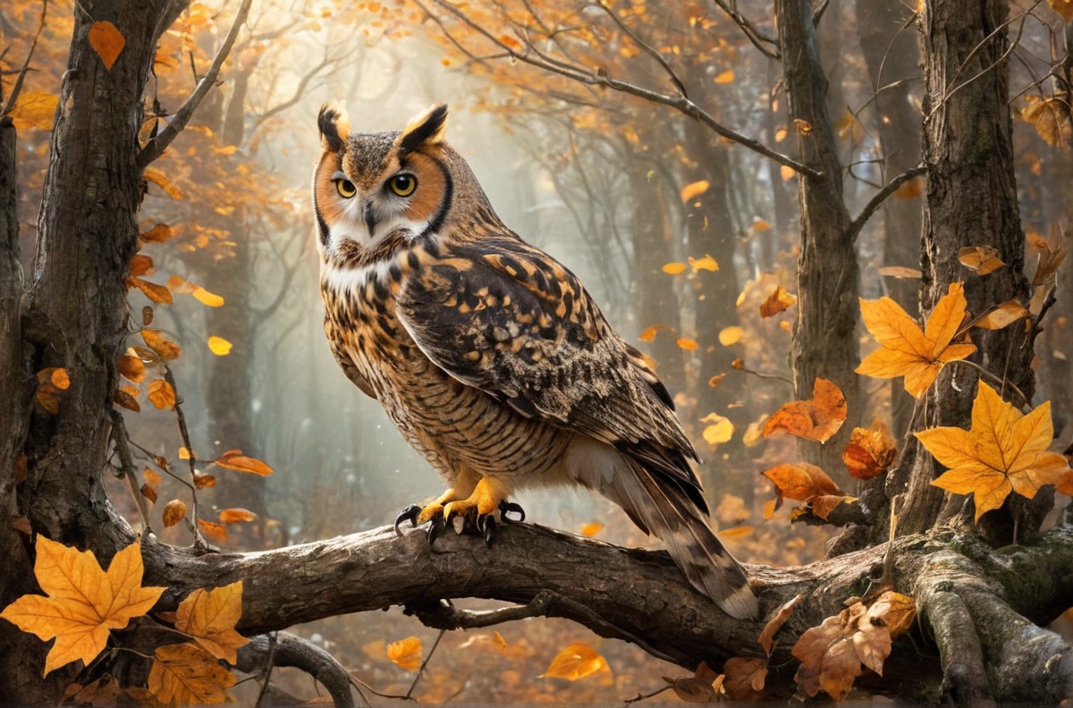 forest, bird, owl, pawsandclaws, осенний