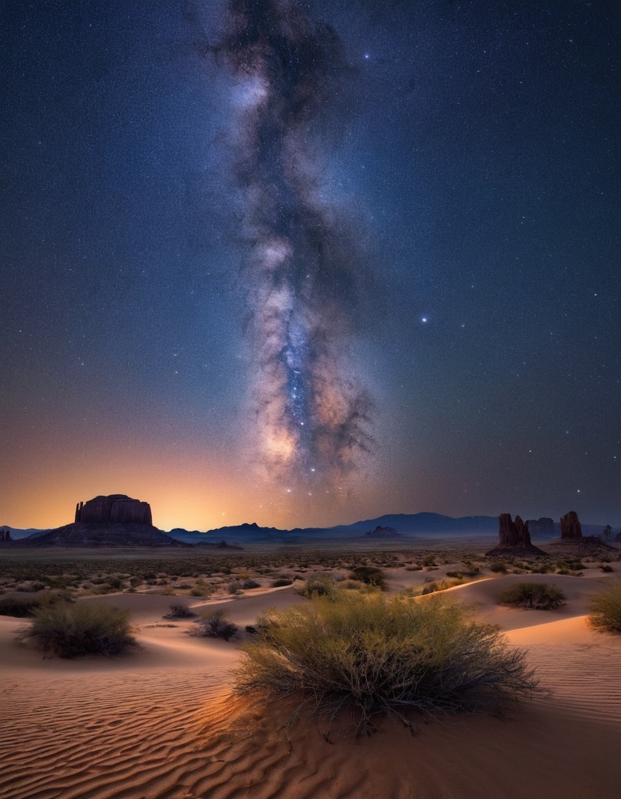 starry night, desert, sky, peaceful, nature