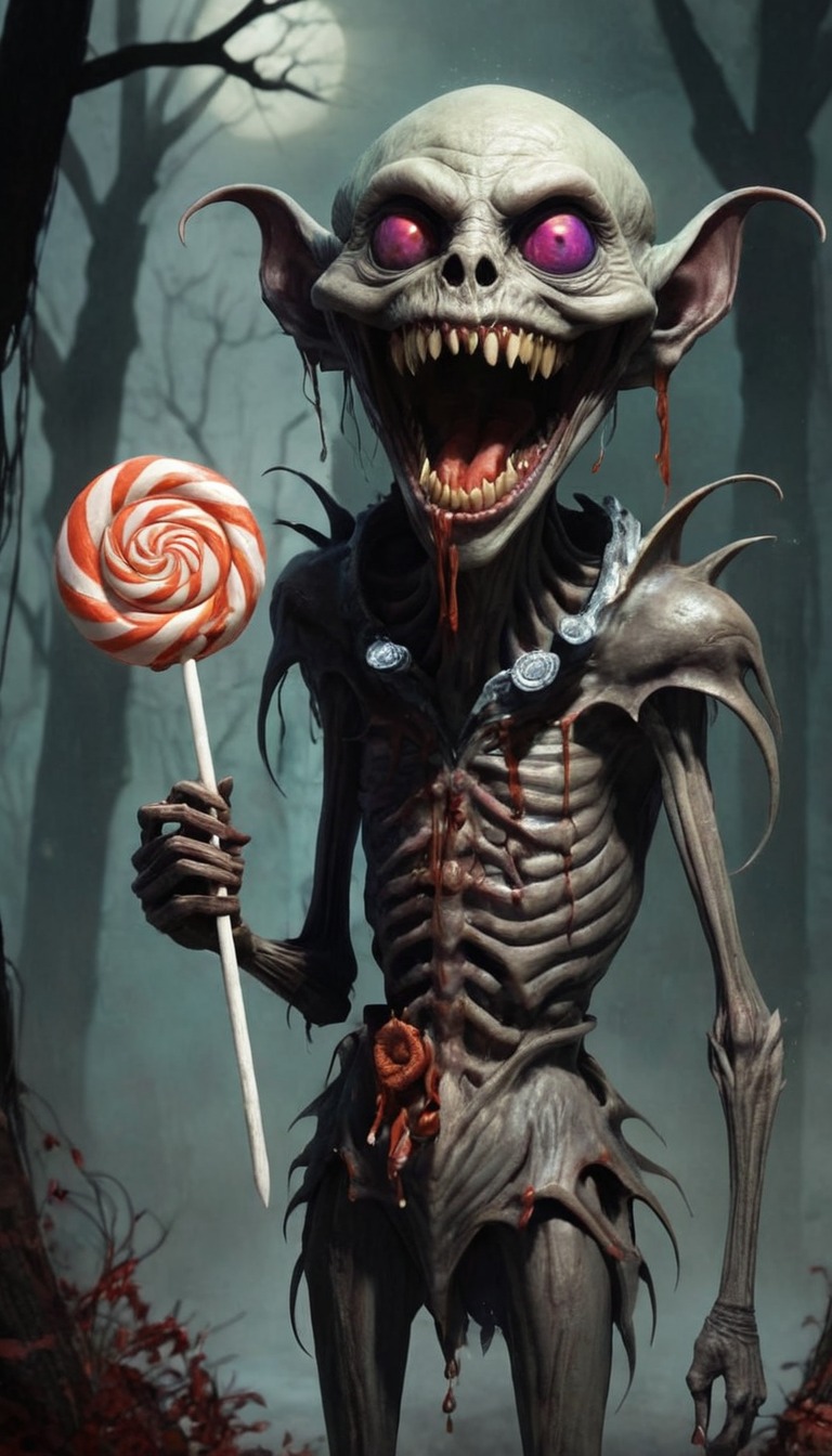 horror, creepy, macabre, monster, bloody, cryptid, lollipop, creepycryptids