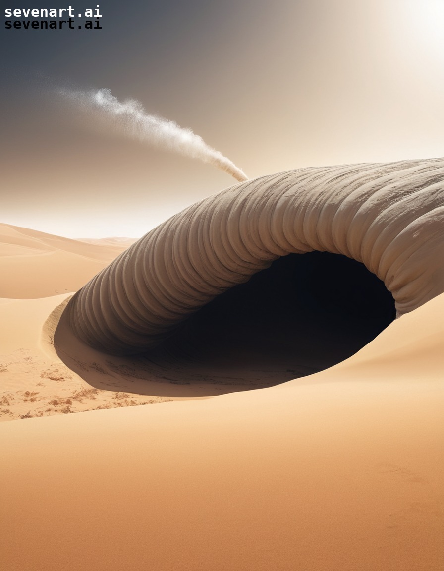 sandworm, desert, dune, giant, emergence