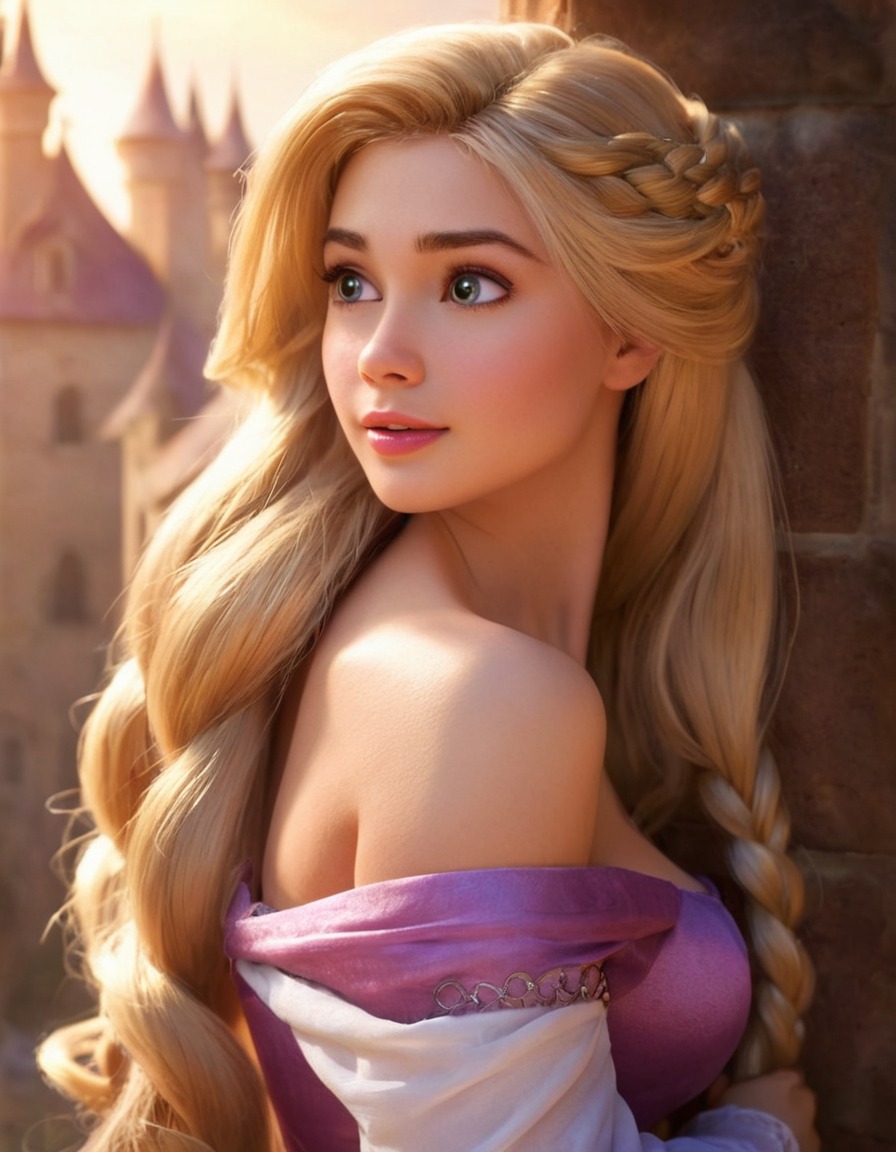 rapunzel, tangled, disney, fairytale, long hair, transformation, beauty