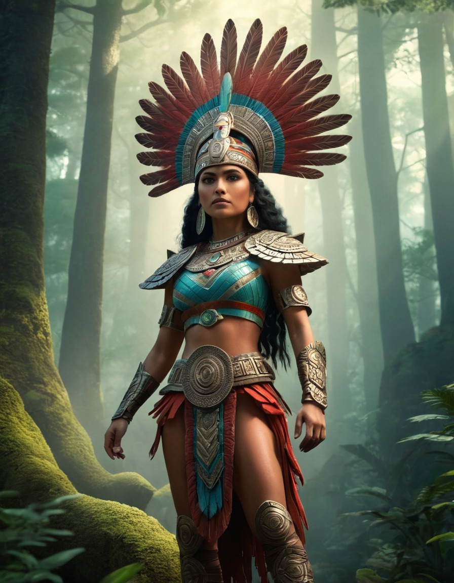 ahuizotl, aztec mythology, mythical creature, forest, majestic, enchanting