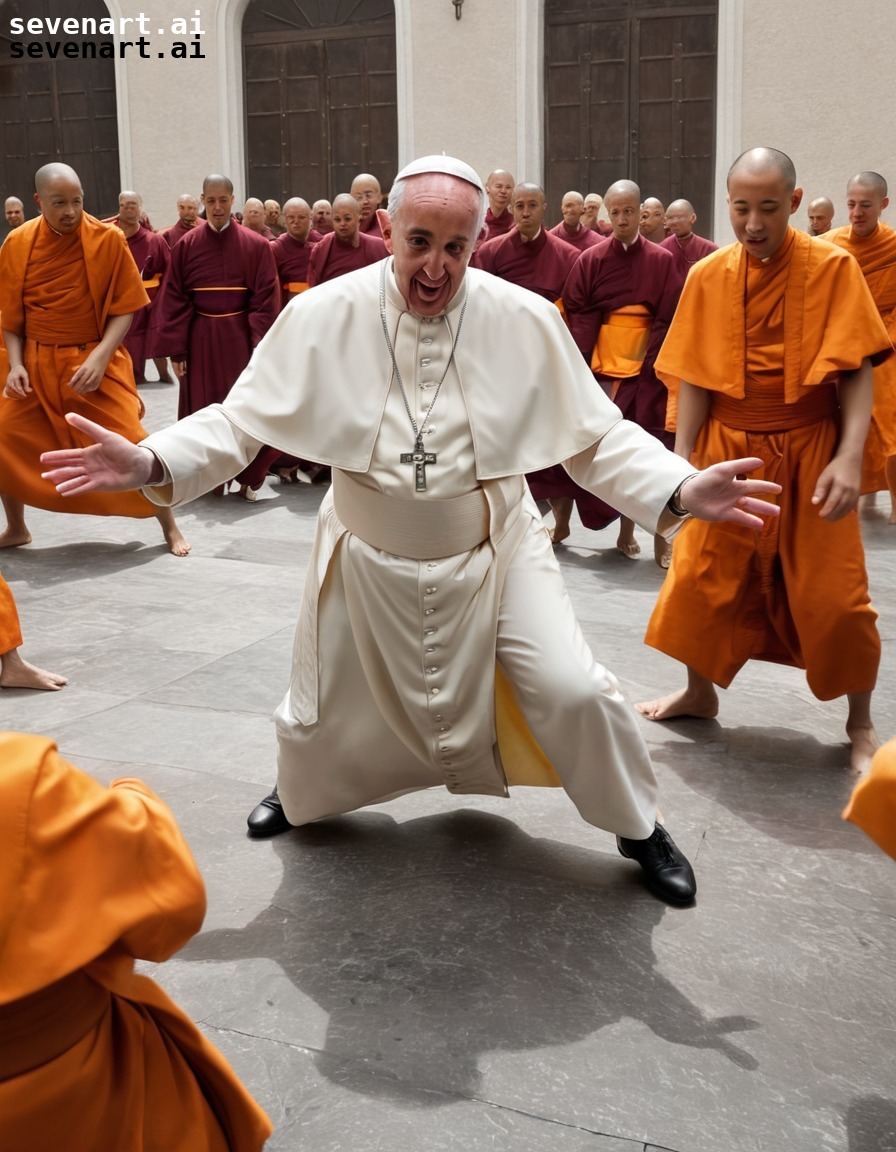 pope francis, breakdancing, monks, surprise, entertainment, vatican