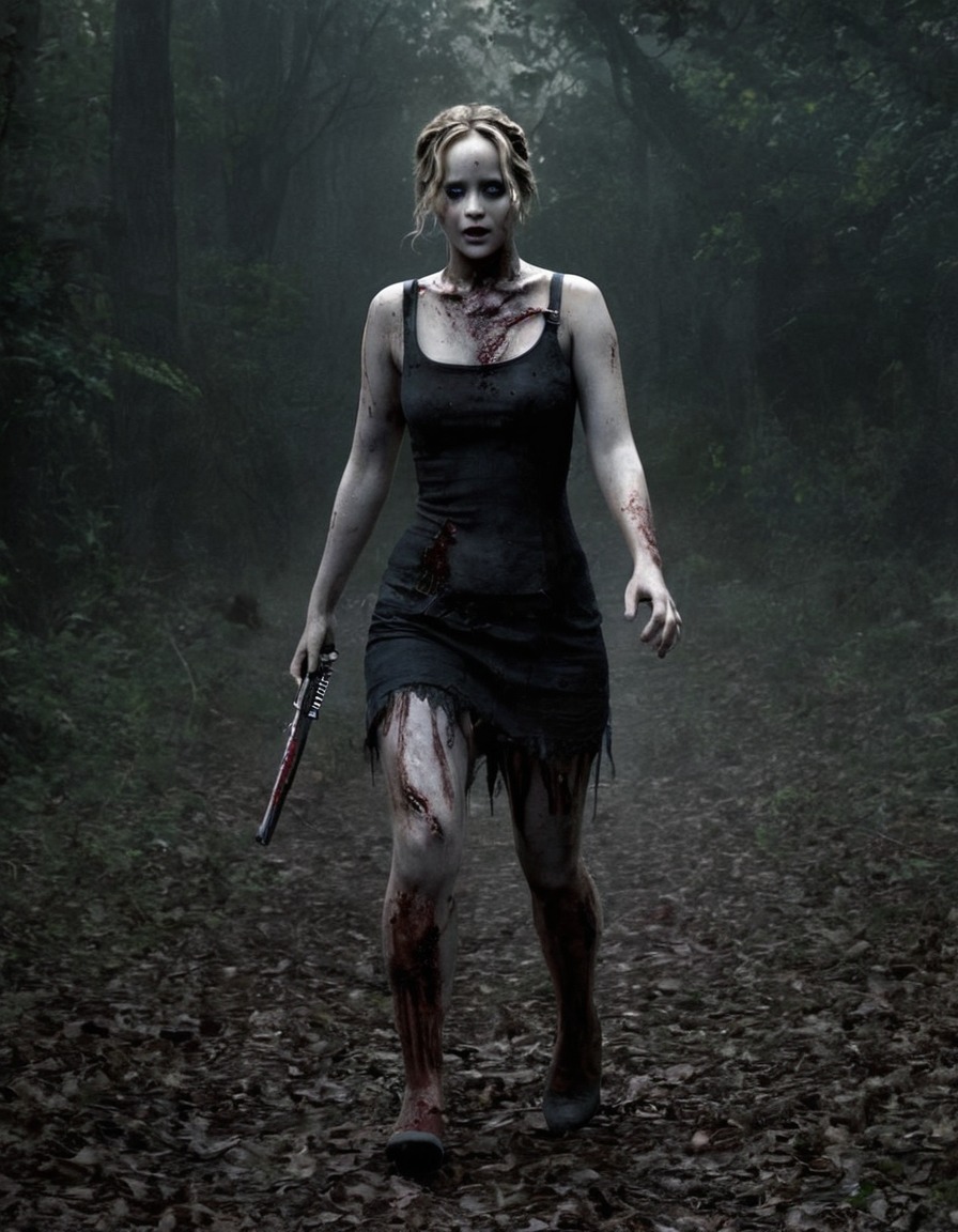 jennifer lawrence, zombie, horror, celebrity parody, celebrities