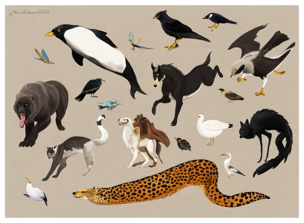 dolphin, moray, animals, bird, crow, hawk, mandrill, owl, sableantelope, species, whale, wolf