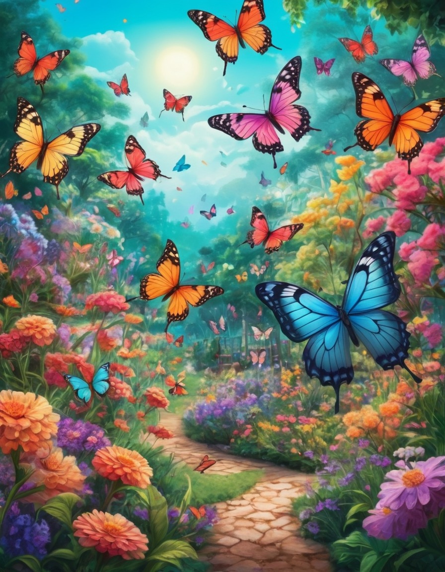 nature, butterflies, garden, beauty, colorful