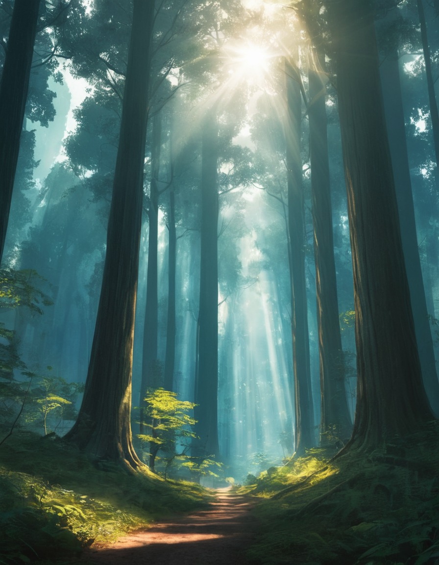 nature, forest, trees, sunlight, serene