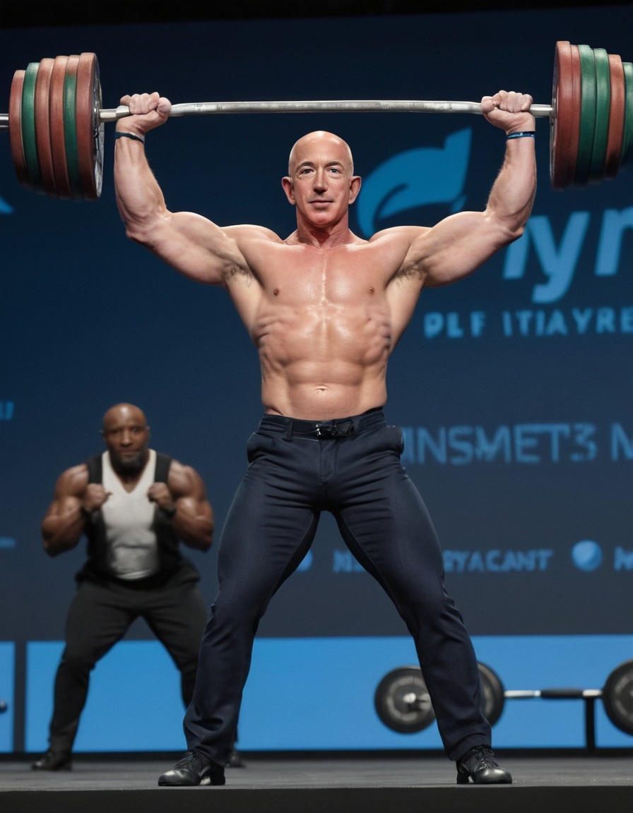 jeff bezos, bodybuilder, weightlifting, muscles, fitness, competition