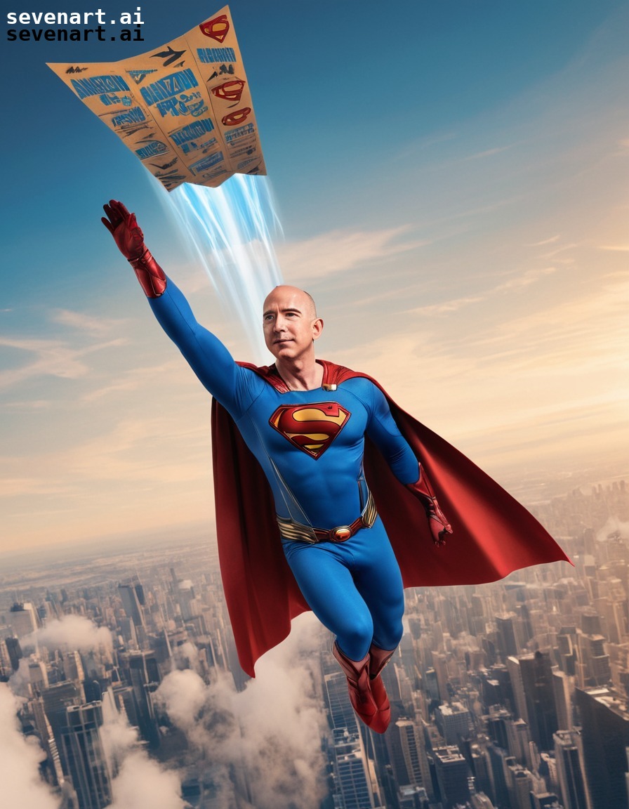 jeff bezos, superhero, flying, amazon prime, costume, amazon