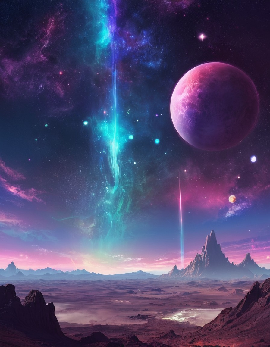 space, otherworldly, celestial bodies, colorful, vista, stars