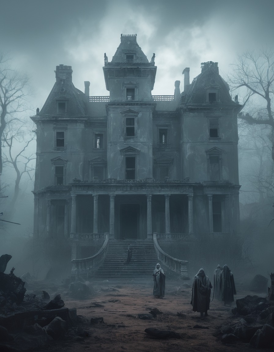 mansion, dilapidated, ancient, misty, mysterious, lovecraft, howard lovecraft