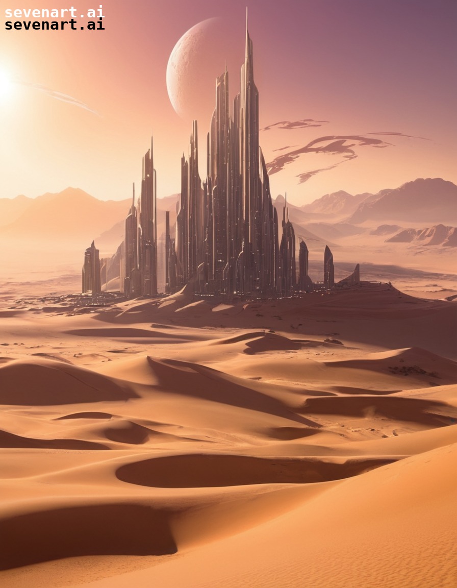 futuristic, cityscape, desert planet, futuristic architecture, frank herbert, dune