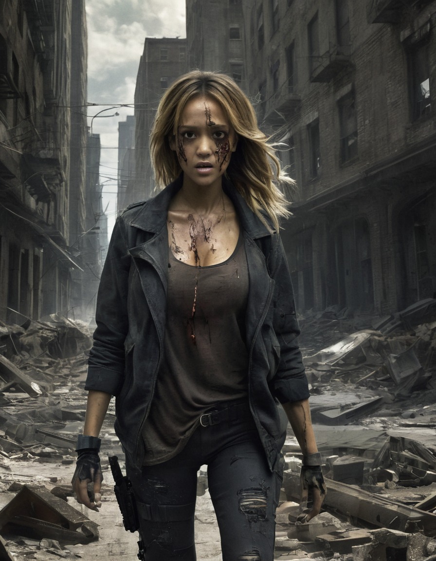 jessica alba, zombie, abandoned city, horror, actress, celebrities