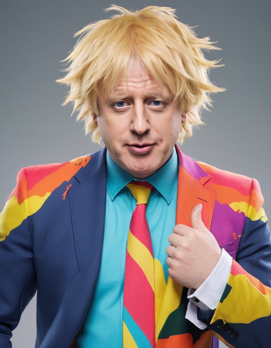 anime, boris johnson, blond hair, colorful clothing, politics