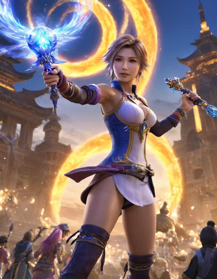 final fantasy x, yuna, aeons, summoning, fantasy, video game, rpg, games, girls from games