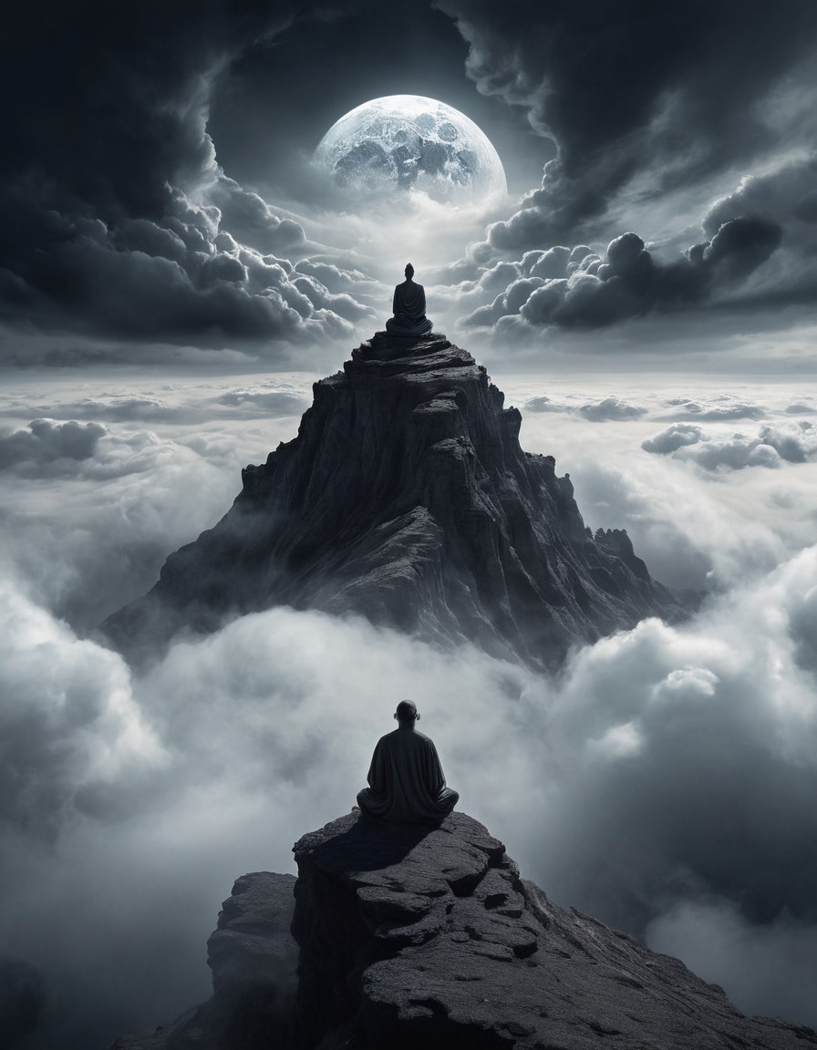 mountain peak, meditation, mystical, loneliness, spirituality