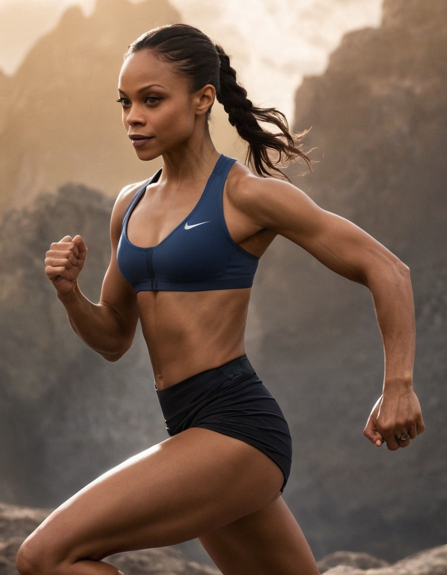 zoe saldana, actress, muscular fitness, action star, celebrity, hollywood, health and fitness