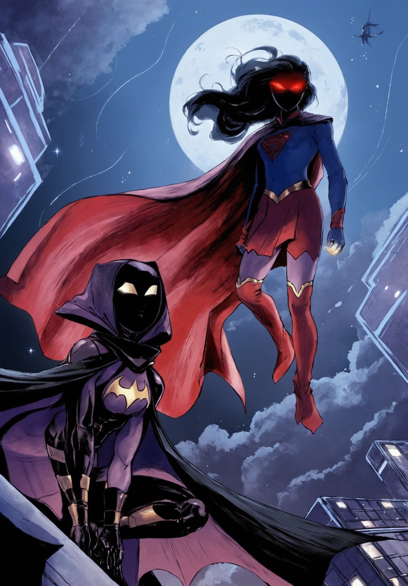 batgirl, supergirl, thespoiler, stephanie brown, kara zor el, dccomics, comics, art, digitalart, fanart