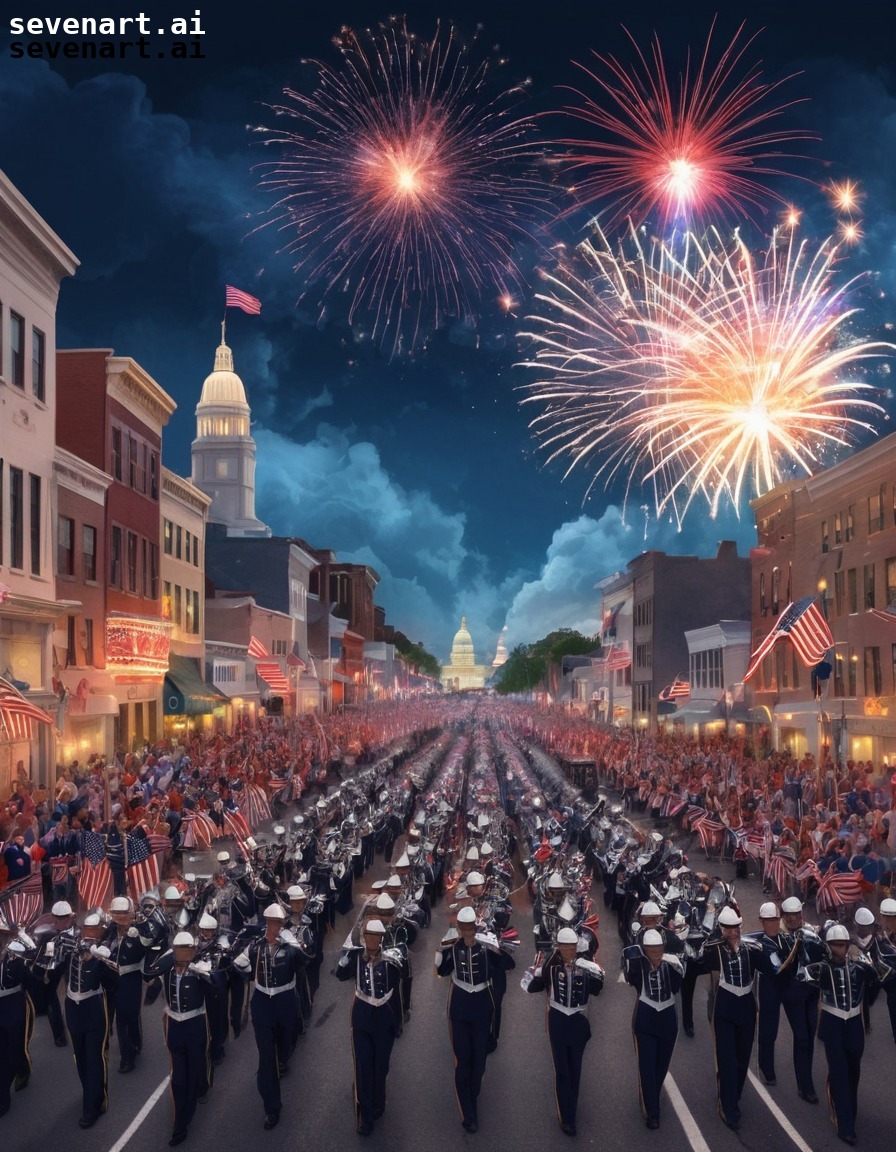 parade, fourth of july, celebration, fireworks, marching bands, usa