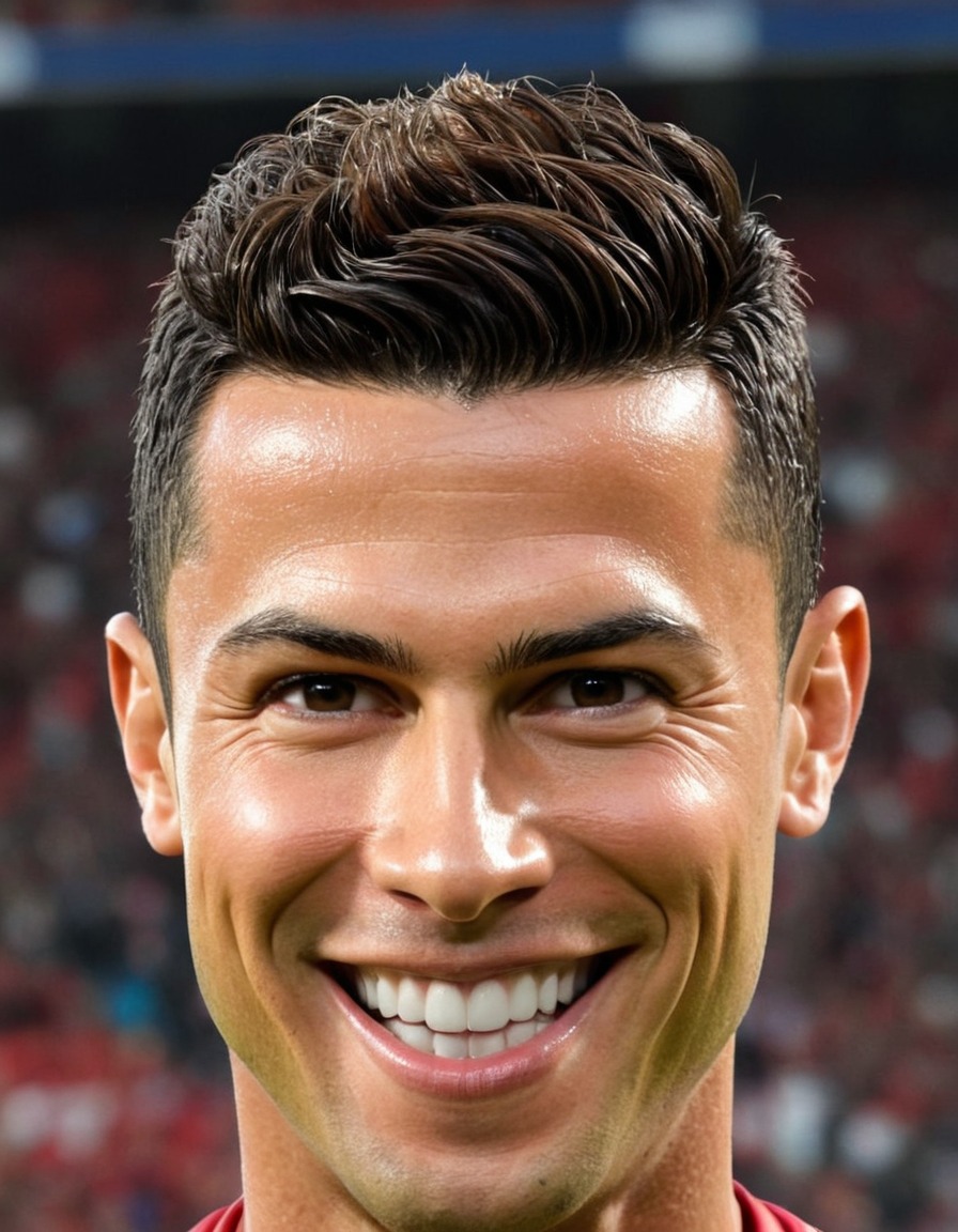 cristiano ronaldo, caricature, big head, smile, crazy, portuguese, soccer player