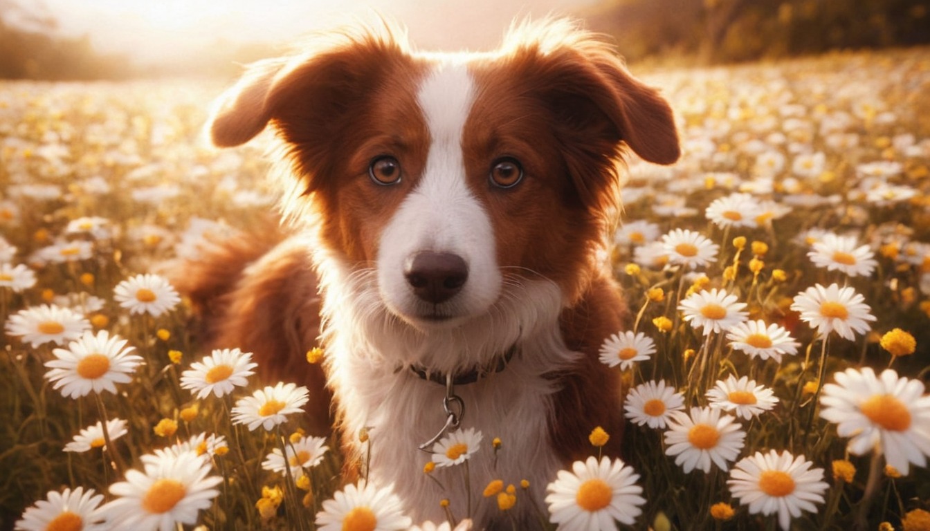 dog, meadow, shocked