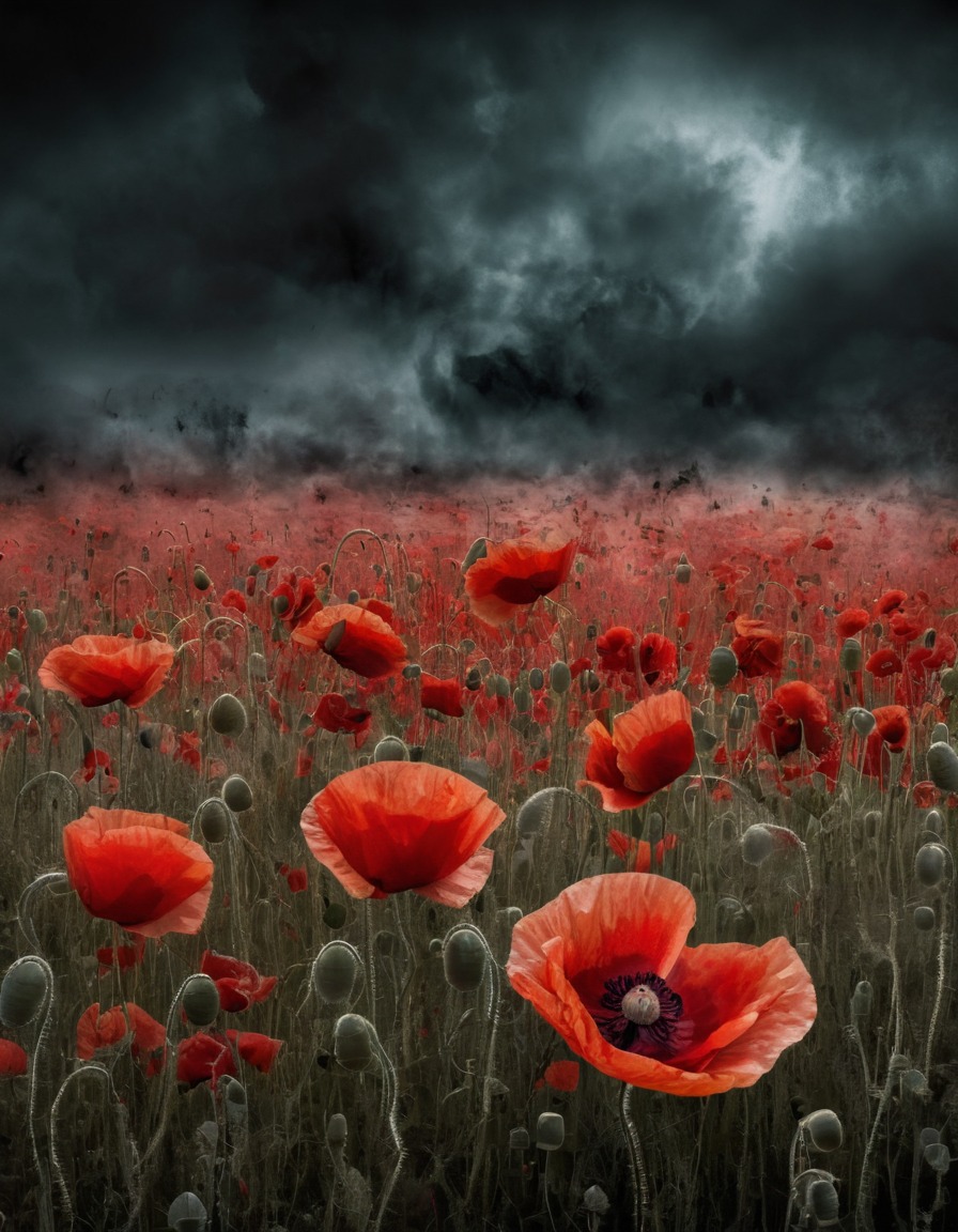 mystical, poppy field, dreamlike, vapors